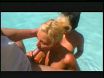 Blonde & Dark hair Share Cock In Pool